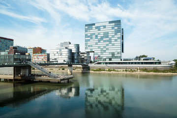 Fototapeta na wymiar Beautiful Water Reflections at Media Harbor / Duesseldorf