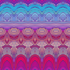 Vector color abstract hand-drawn hair pattern with waves and clo
