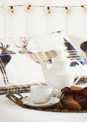 Obraz na płótnie Canvas Breakfast Tea On Christmas Morning