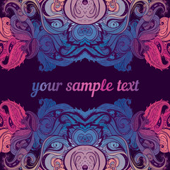 Floral paisley vector colorful ornate frame
