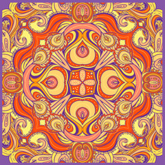 Floral paisley indian vector colorful ornate seamless pattern.