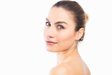 Fototapeta premium Portrait of beautiful woman posing against white background
