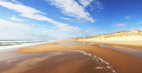 Ocean beach on the Atlantic coast of France