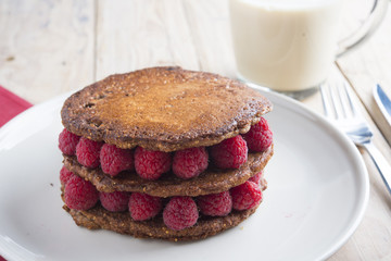 Pancakes with chocolate and berry
