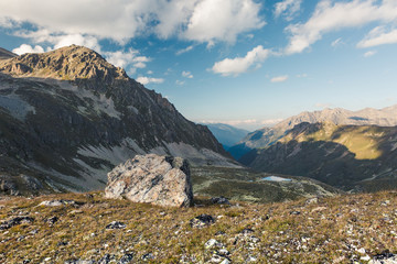 Fototapeta na wymiar Mountain landscape. Pass Uchkulan.
