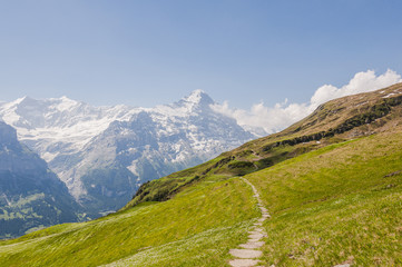 Grindelwald, Dorf, Berner Oberland, Alpen, Schweizer Berge, Eiger, Grindelwaldgletscher, First, Waldspitz, Wanderweg, Sommer, Schweiz