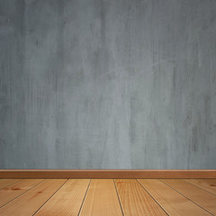 empty interior. wooden floor and concrete wall