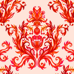 Floral pattern elements. Vector watercolor background