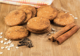 Cookies honey with nuts, oat flakes, cinnamon and cloves