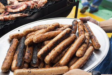 detail of cooked wurste