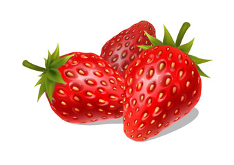 strawberries on white background