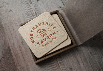 Cardboard Coasters Mockup