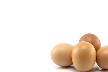 Fresh four eggs isolated on white