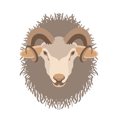 ram head vector illustration style Flat