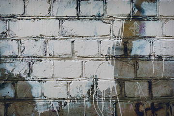 Brick wall in white paint