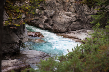 Maligne Canyon- Jasper National Park- Alberta- Canada. The beauty and power of the numerous falls in this deep canyon is breathtaking.