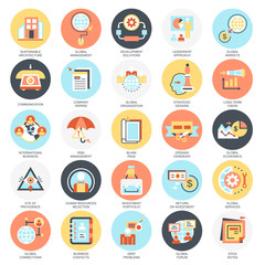 Flat icons pack of global business