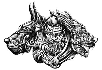 crazy barbarian with animals