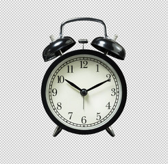 Black retro alarm clock on isolated / clipping paths