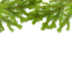 Obraz premium Background of fir Christmas green branches. Isolated on white.