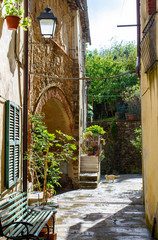 alley of the italian village, Scansano, tuscany - 121589312