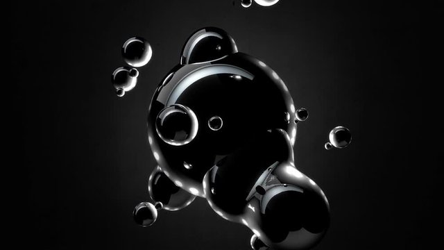 Abstract Black Metaball Sphere Object Looping with Alpha Matte. Perfect for biological concepts.