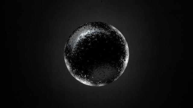 Abstract Black Textured Sphere Object Looping with Alpha Matte 4K 4096x2304 - the 4K resolution allows you to crop in closely, when placed into HD or SD video projects, without the need for scaling