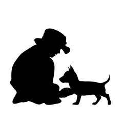 Vector silhouette of boy.