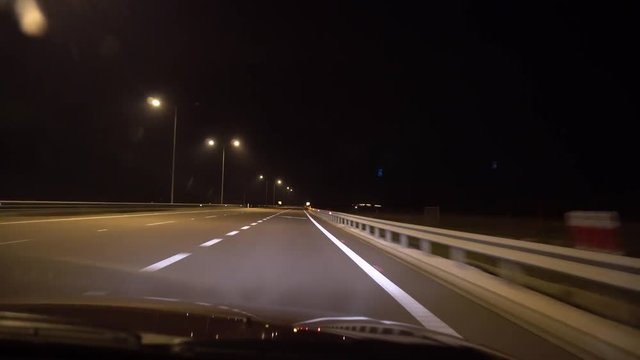 Night freeway car riding