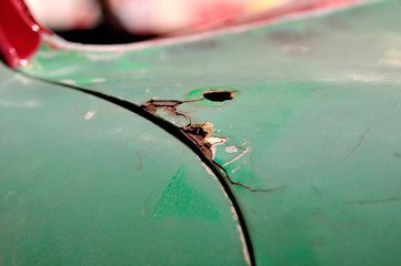 Rust on a car fender.