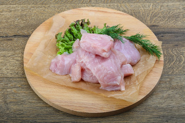 Raw sliced turkey