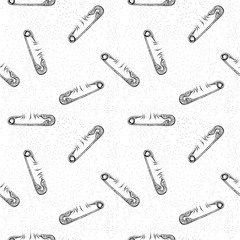 Abstract vector seamless pattern with safety pins