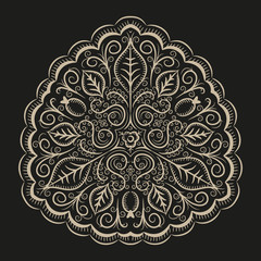 Folk intricate ornament outlet. Oriental circular pattern. Mandala.
