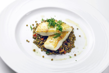 Turbot with crispy lentil Zollino