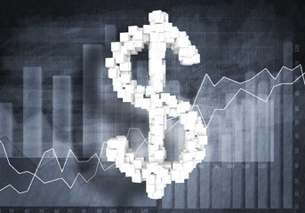 Dollar currency rate, 3D rendering