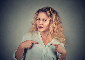 angry annoyed woman asking you talking to me?