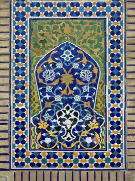 Old Eastern mosaic on the wall Uzbekistan