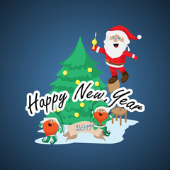 Santa Claus Greeting Card - Vector Illustration, Graphic Design. For Web, Websites, Print Material, Template