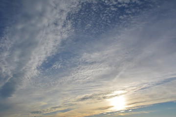 beautiful summer landscape: sunset on the sky with clouds