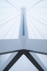 Symmetric view of a bridge in Songdo, Incheon, South Korea, from below.