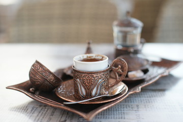 Turkish coffee in a cafe