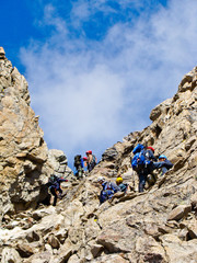 Climbing in Caucasian mountains