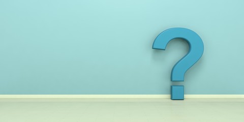 Question mark in floor and wall background. 3d illustration