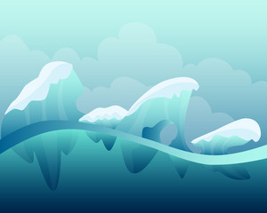 Arctic winter landscape. Game Design. Vector illustration