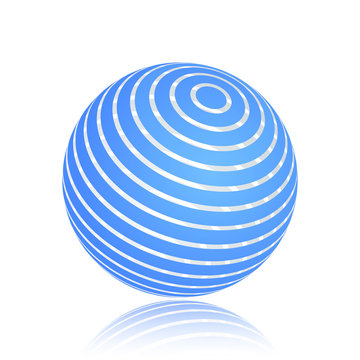 Abstract blue stripe planet sphere. Isolated on a white background. Vector illustration, eps 10.
