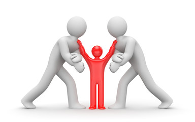 Intermediary in the conflict decision. 3d illustration