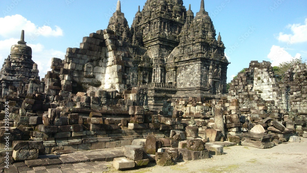 Wall mural sewu temple in yogyakarta city , indonesia