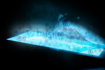 Concept of technology in business, Man's finger pointing on the