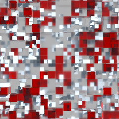 


Abstract geometry background. 3D rendered cubes with different size. 3D glass cubes with shadows, reflection, refraction and bright elements.