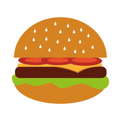delicious hamburger fast food icon vector illustration design